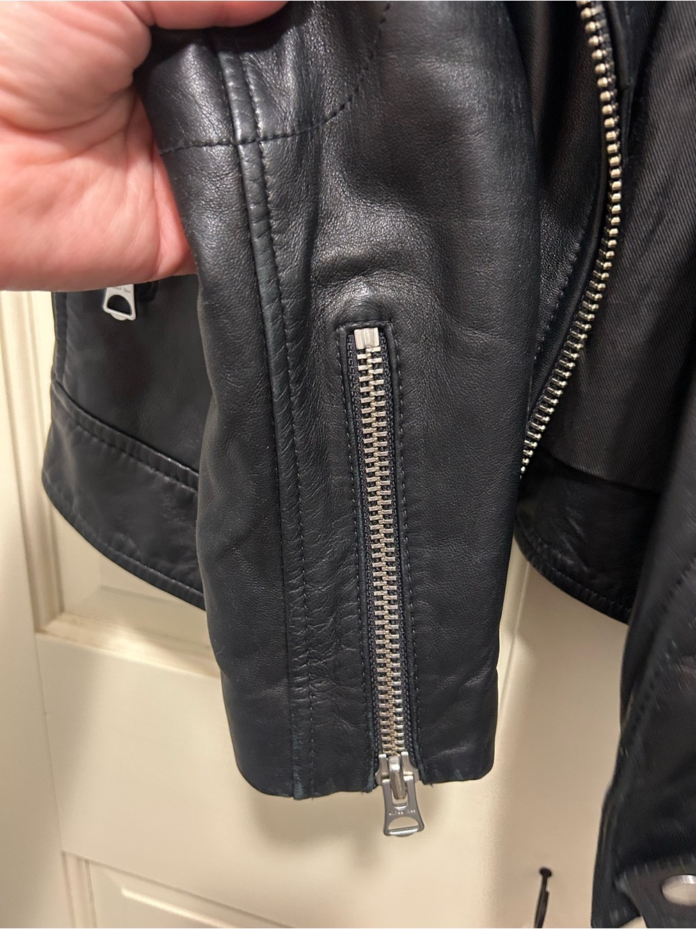 Wilfred Free Black Leather Moto Jacket - Picture 3 of 8